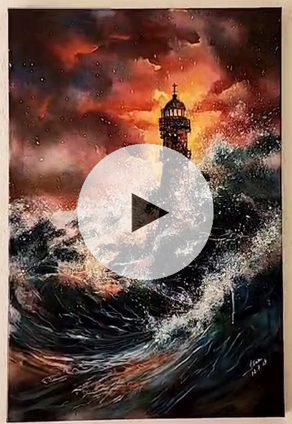 ArteDiAlina.com painting: You're the lighthouse in my storm